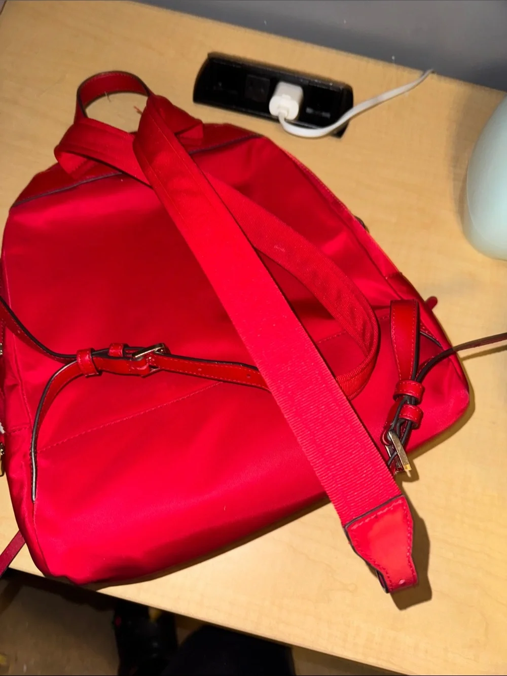 kate spade red nylon dome backpack